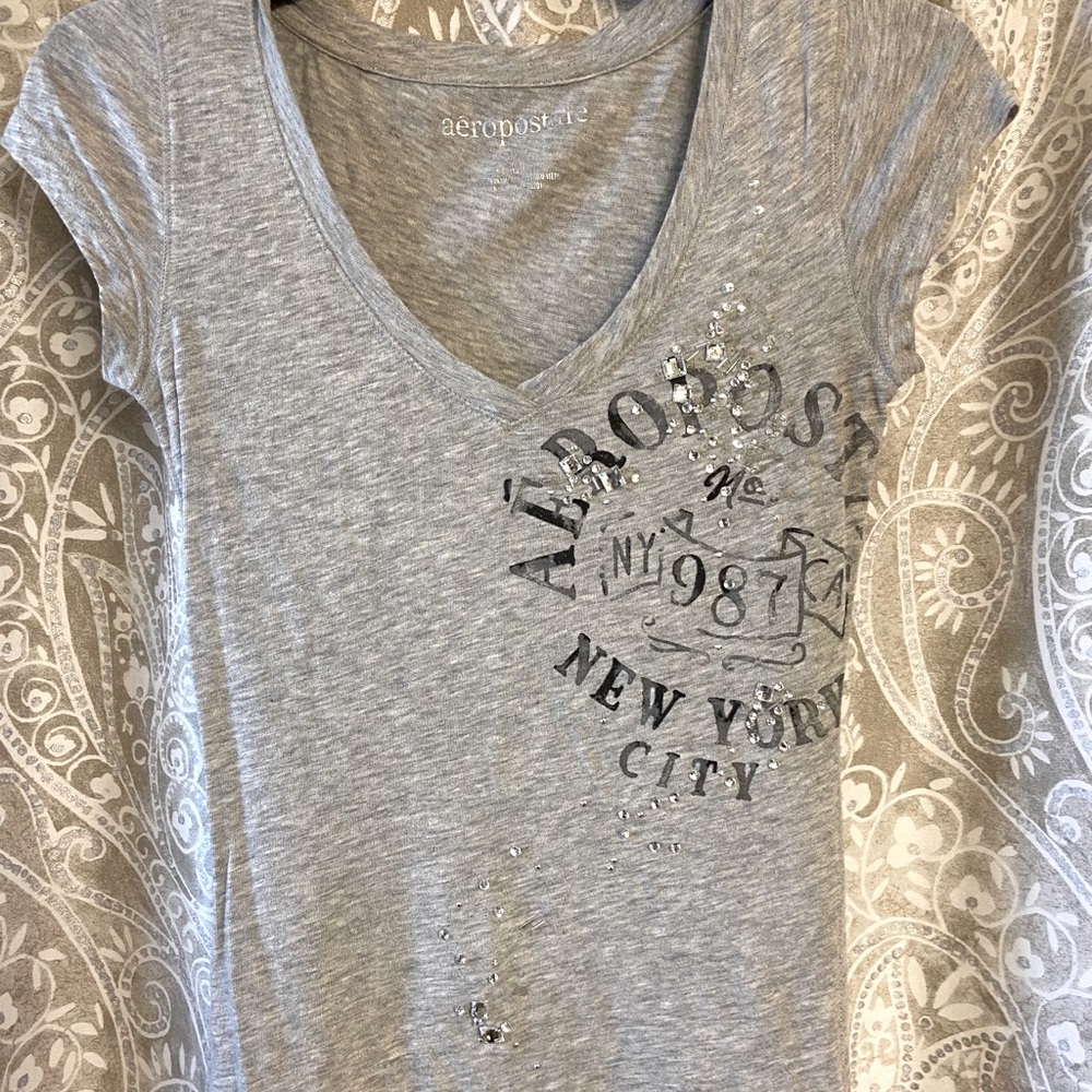 Gray Bedazzled Aeropostale Tee